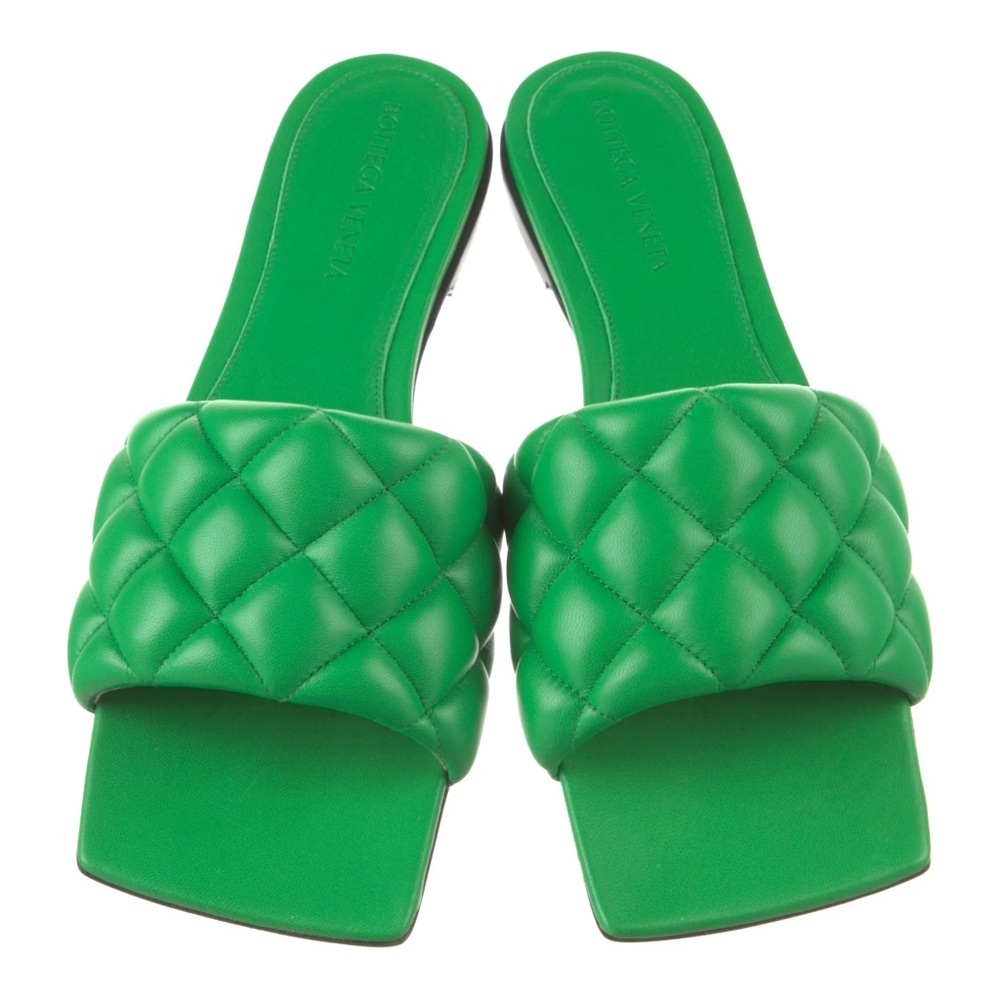 Bottega Veneta Quilted Lido Mules in Parakeet Green RARE